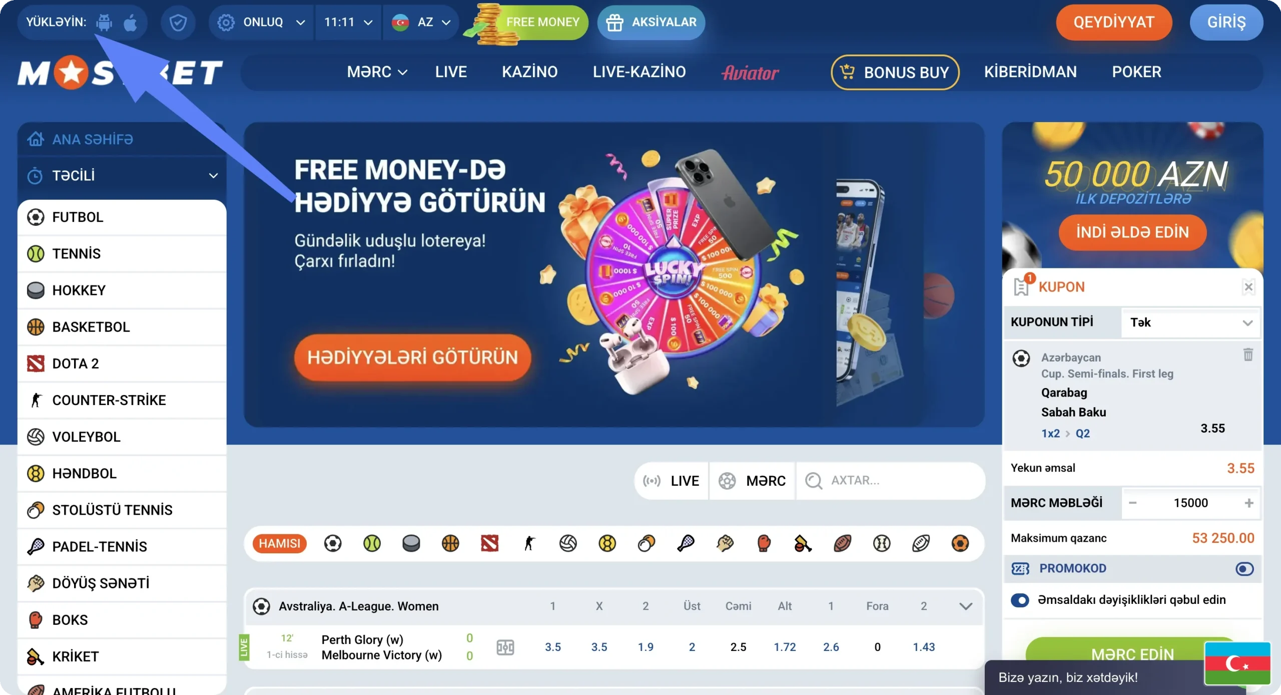 Mostbet AZ əsas səhifə promo banneri