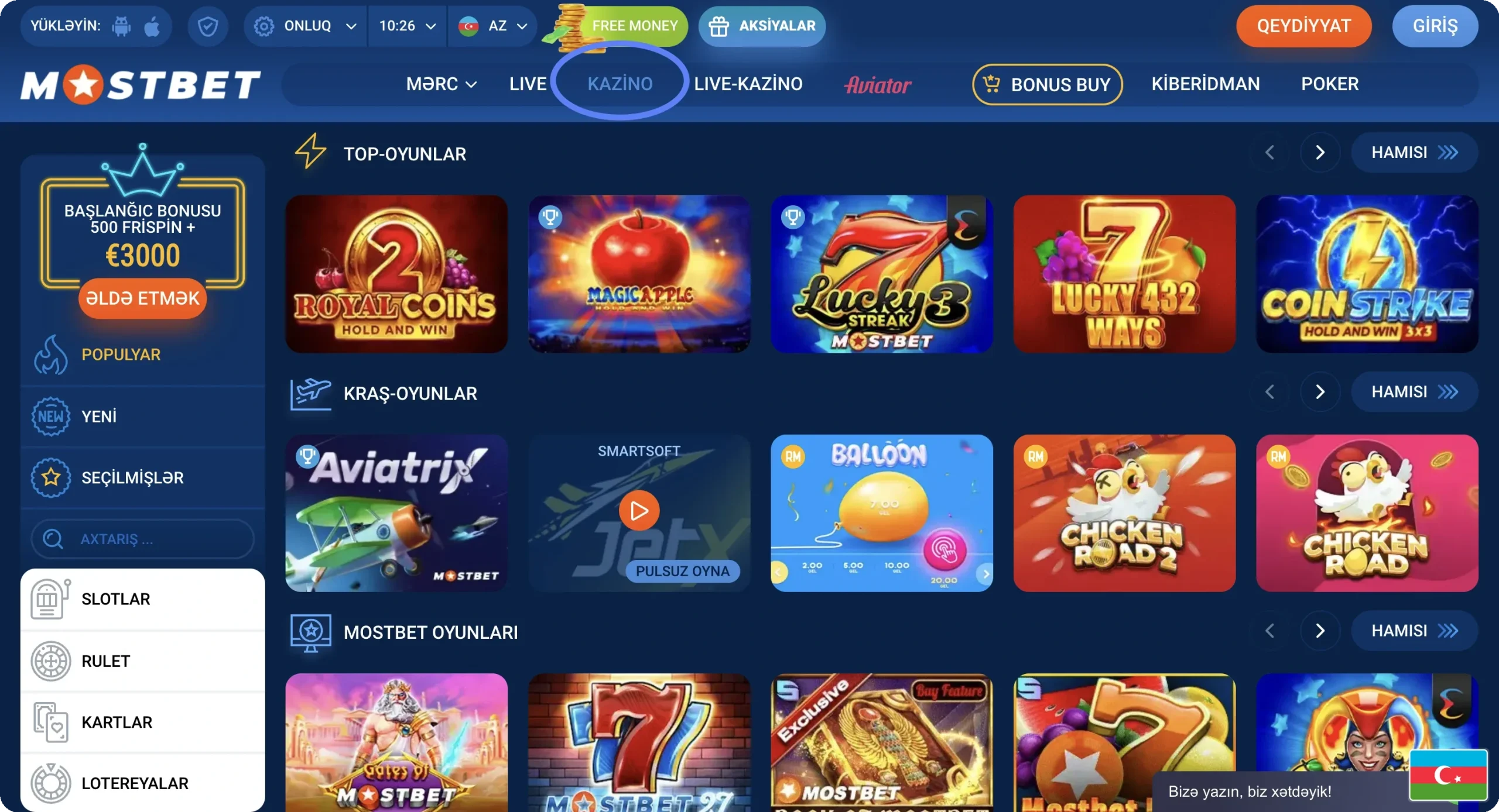 Mostbet AZ slot oyunlar kataloqu